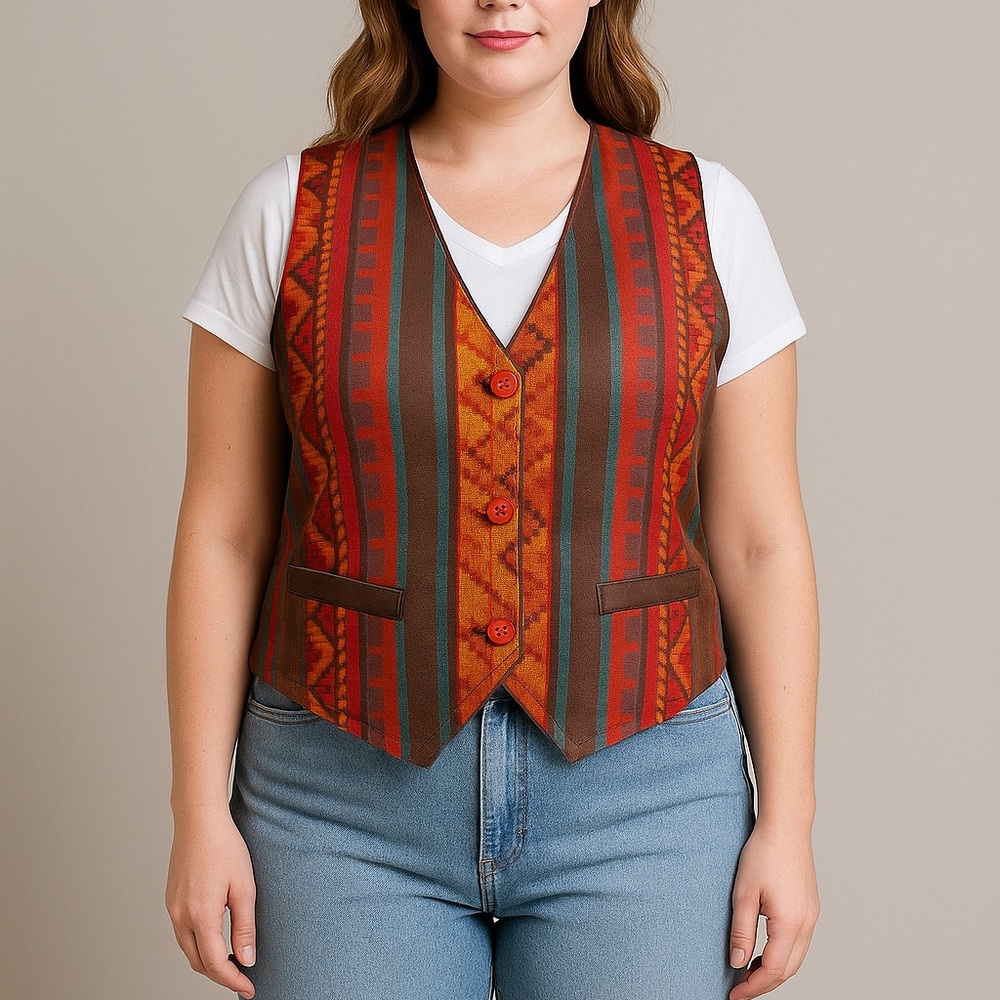 Boom women's 100% cotton multicolor vest, size M‎